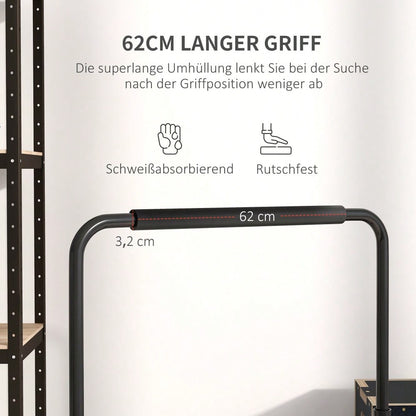 HOMCOM Dip Barren Bars 2er Set Rutschfest Dip Station 80-100 cm Höhenverstellbar Fitness Parallettes für Muskeltraining und Krafttraining Stahl Schwarz