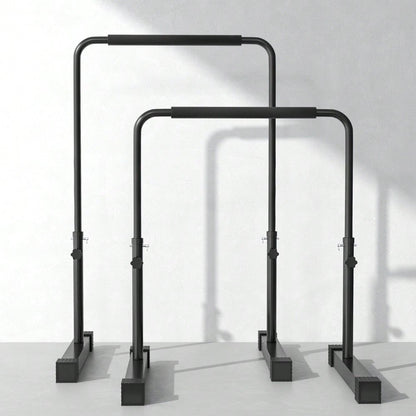 HOMCOM Dip Barren Bars 2er Set Rutschfest Dip Station 80-100 cm Höhenverstellbar Fitness Parallettes für Muskeltraining und Krafttraining Stahl Schwarz