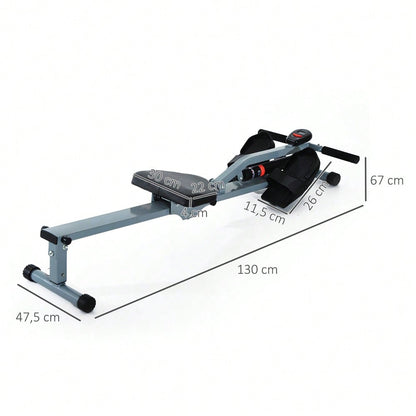 HOMCOM Rudergerät Rudermaschine mit LCD Fitnessgerät Ruderzugmaschine Heimtrainer, mit LCD Display, Stahl+PVC, Grau, 130x47,5x67cm