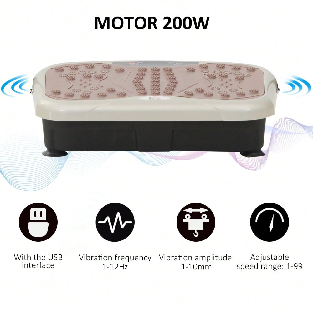 HOMCOM Vibrationsplatte Vibrationstrainer Vibrationsgerät Fitnesstrainer LED-Anzeige USB-Lautsprecher Trainingsbänder Fernbedienung