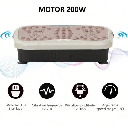 HOMCOM Vibrationsplatte Vibrationstrainer Vibrationsgerät Fitnesstrainer LED-Anzeige USB-Lautsprecher Trainingsbänder Fernbedienung