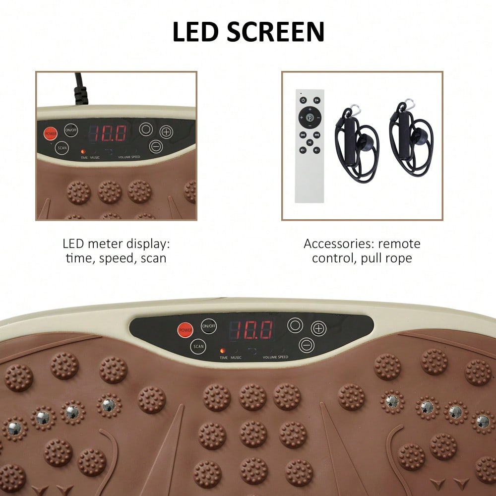 HOMCOM Vibrationsplatte Vibrationstrainer Vibrationsgerät Fitnesstrainer LED-Anzeige USB-Lautsprecher Trainingsbänder Fernbedienung