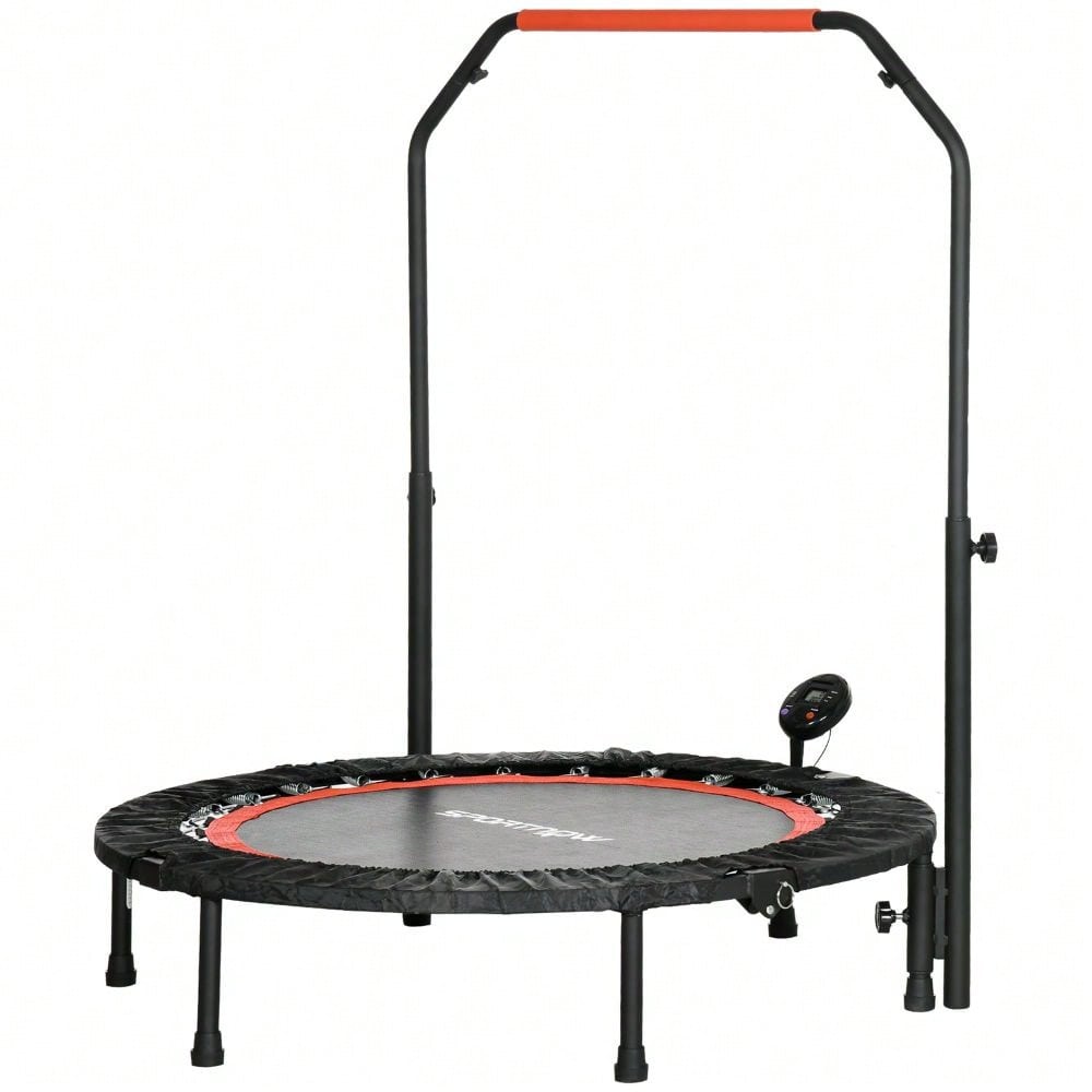 SPORTNOW Mini-Trampolin mit LCD-Monitor 102 cm Fitness-Trampolin, 4-fach höhenverstellbarer Haltegriff bis 100 kg für effektives Training
