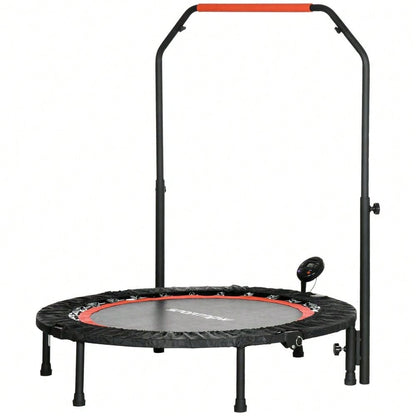 SPORTNOW Mini-Trampolin mit LCD-Monitor 102 cm Fitness-Trampolin, 4-fach höhenverstellbarer Haltegriff bis 100 kg für effektives Training