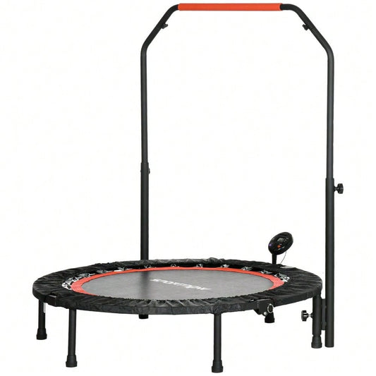 SPORTNOW Mini-Trampolin mit LCD-Monitor 102 cm Fitness-Trampolin, 4-fach höhenverstellbarer Haltegriff bis 100 kg für effektives Training