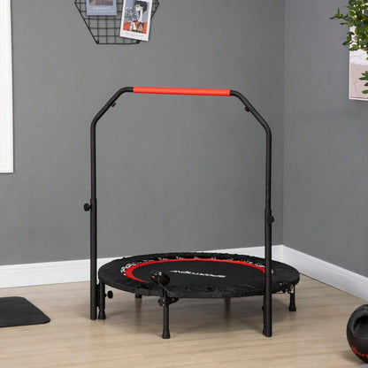 SPORTNOW Mini-Trampolin mit LCD-Monitor 102 cm Fitness-Trampolin, 4-fach höhenverstellbarer Haltegriff bis 100 kg für effektives Training