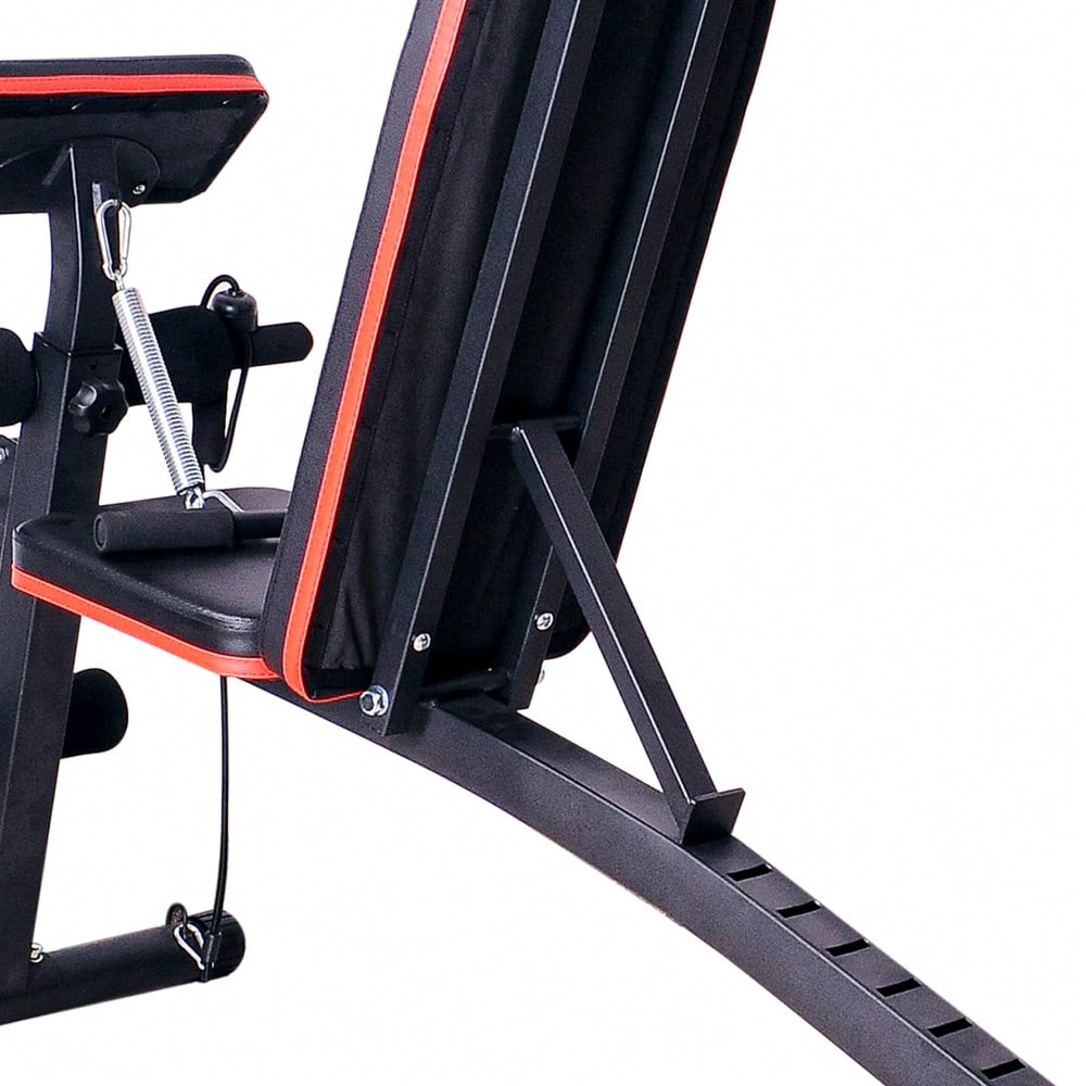 HOMCOM Multifunktion Hantelbank Kraftstation mit Feder Booster Trainingsbank Gewicht bis 120kg Schwarz 54 x 160 x 106 cm