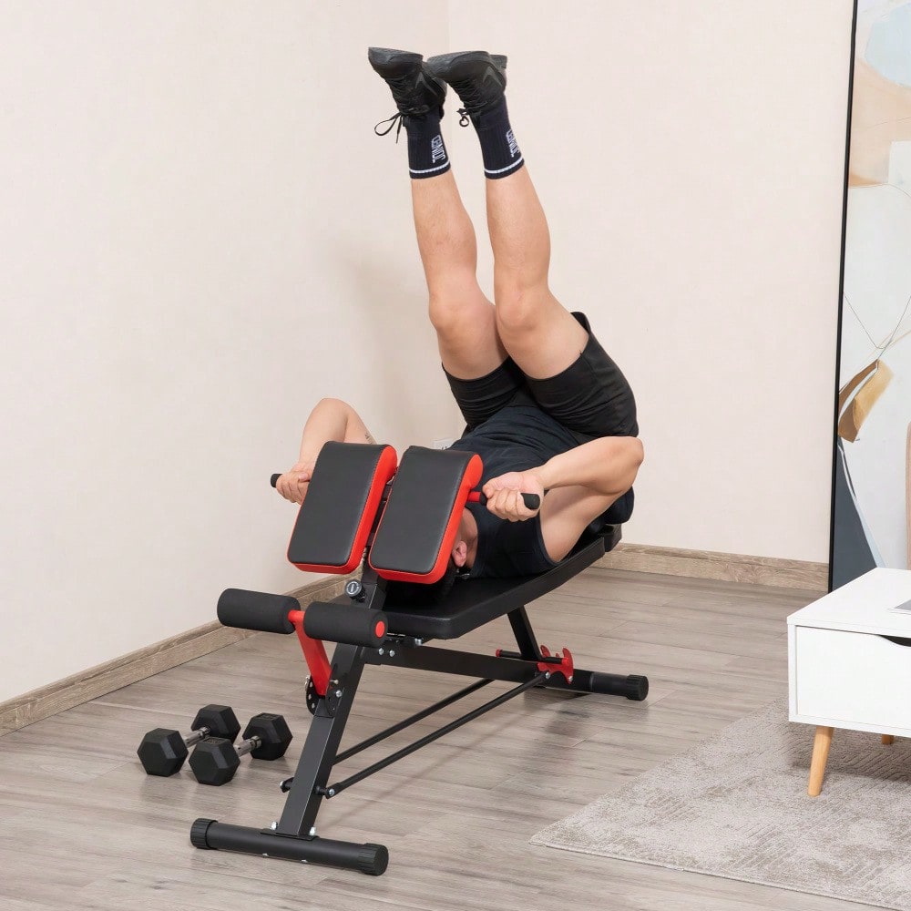 HOMCOM Multi-Hantelbank verstellbar Fitnessbank Schrägbank Bauchtrainer Schwarz 64 x 146 x 73,5-85 cm für effektives Training