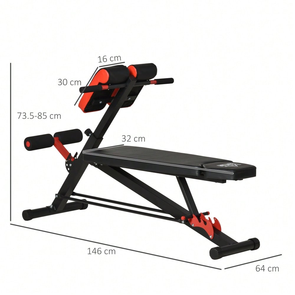 HOMCOM Multi-Hantelbank verstellbar Fitnessbank Schrägbank Bauchtrainer Schwarz 64 x 146 x 73,5-85 cm für effektives Training