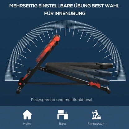 HOMCOM Multi-Hantelbank verstellbar Fitnessbank Schrägbank Bauchtrainer Schwarz 64 x 146 x 73,5-85 cm für effektives Training