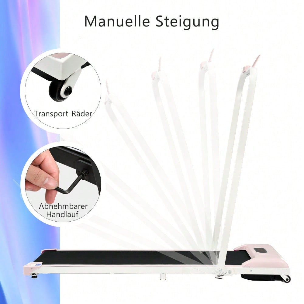 2 in 1  Laufband für zuhause, Laufband mit Fernbedienun 1-6 km/h Geschwindigkeit mit  LED-Display & Bluetooth Lautsprecher&Telefonhalterung,Laufband für Zuhause & Büro, Leicht zu Falten,Montagefre
