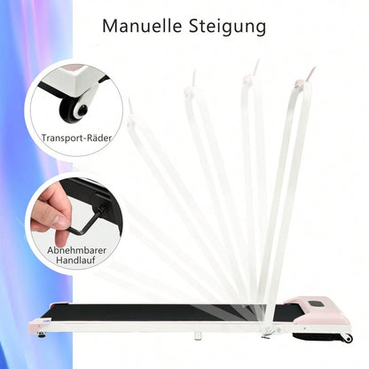 2 in 1  Laufband für zuhause, Laufband mit Fernbedienun 1-6 km/h Geschwindigkeit mit  LED-Display & Bluetooth Lautsprecher&Telefonhalterung,Laufband für Zuhause & Büro, Leicht zu Falten,Montagefre