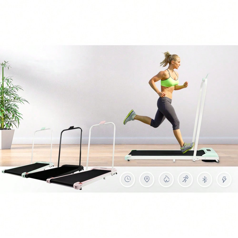 2 in 1  Laufband für zuhause, Laufband mit Fernbedienun 1-6 km/h Geschwindigkeit mit  LED-Display & Bluetooth Lautsprecher&Telefonhalterung,Laufband für Zuhause & Büro, Leicht zu Falten,Montagefre