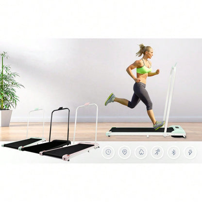2 in 1  Laufband für zuhause, Laufband mit Fernbedienun 1-6 km/h Geschwindigkeit mit  LED-Display & Bluetooth Lautsprecher&Telefonhalterung,Laufband für Zuhause & Büro, Leicht zu Falten,Montagefre