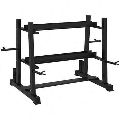 SPORTNOW Hantelständer 3 Ebenen bis 200 kg Stahl Schwarz 131x75x80 cm für Fitnessstudio & Heimtraining
