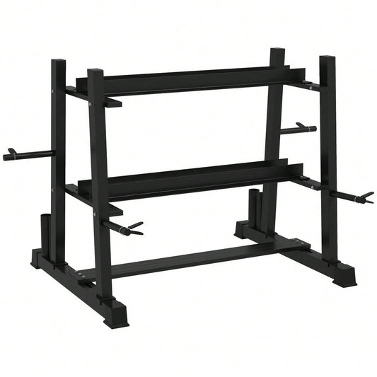 SPORTNOW Hantelständer 3 Ebenen bis 200 kg Stahl Schwarz 131x75x80 cm für Fitnessstudio & Heimtraining
