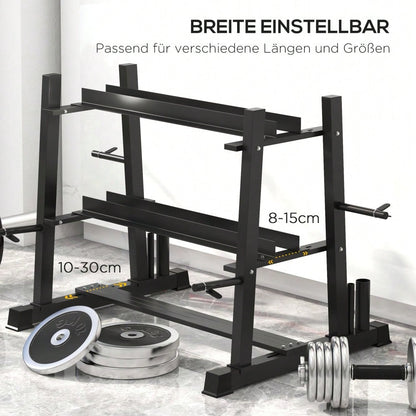 SPORTNOW Hantelständer 3 Ebenen bis 200 kg Stahl Schwarz 131x75x80 cm für Fitnessstudio & Heimtraining