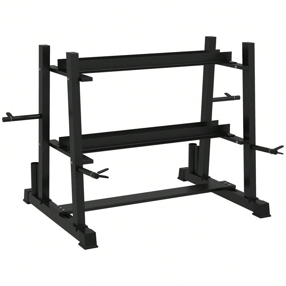 SPORTNOW Hantelständer 3 Ebenen bis 200 kg Stahl Schwarz 131x75x80 cm für Fitnessstudio & Heimtraining