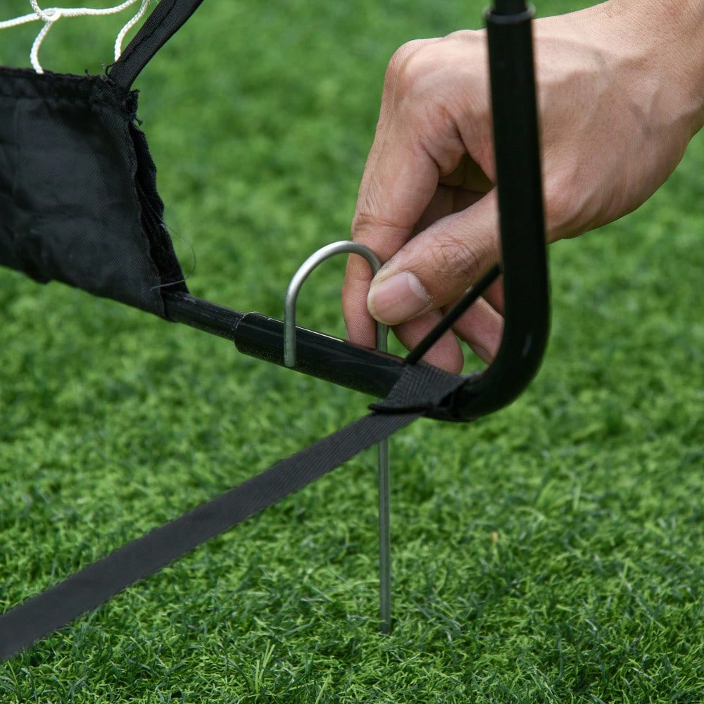 HOMCOM Fußballtore Set 2er Set Minitore faltbar aus Stahl und Tetrolon Schwarz 186x90x89 cm für Garten und Spielplatz