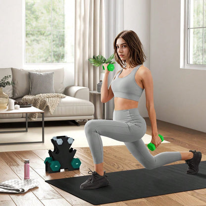 SPORTNOW Hanteln Set 6 Kurzhanteln mit Hantelständer, 2 x 1kg, 2 x 3kg, 2 x 5kg Hantelset aus Metall für Fitness, Gymnastik, Zuhause