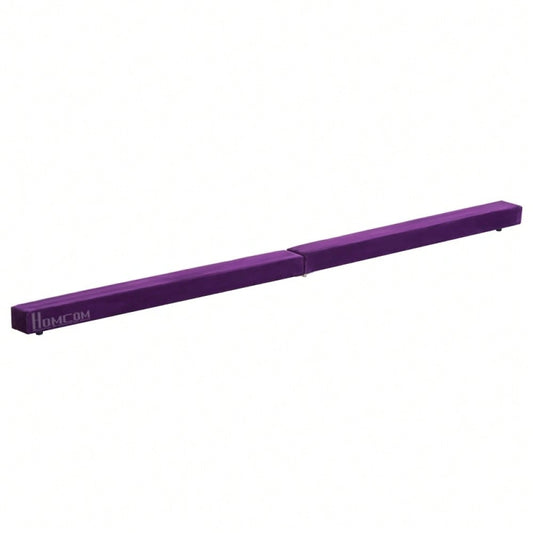 HOMCOM Faltbarer Schwebebalken, rutschfest, Wildlederbezug, robustes Holz, 210 x 10 x 6,5 cm, Violett