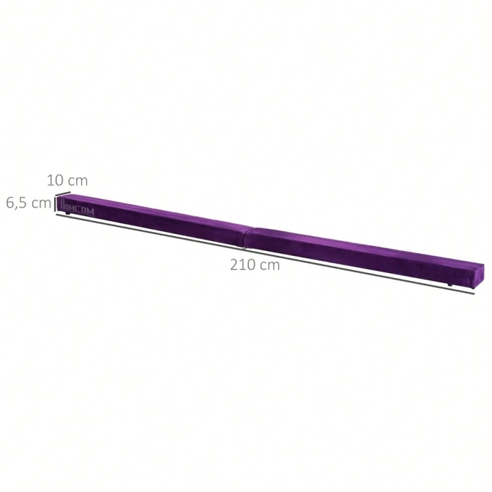 HOMCOM Faltbarer Schwebebalken, rutschfest, Wildlederbezug, robustes Holz, 210 x 10 x 6,5 cm, Violett