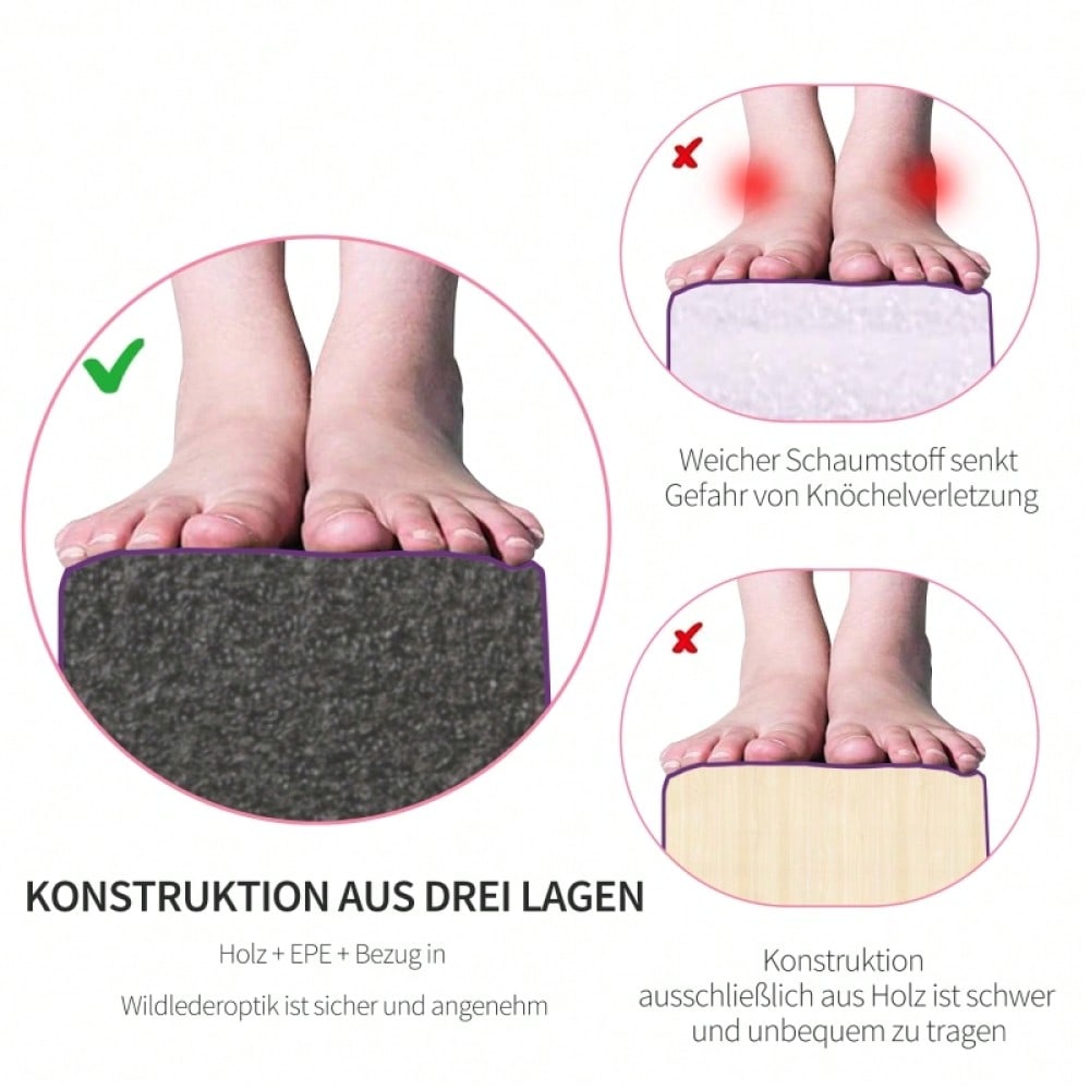 HOMCOM Faltbarer Schwebebalken, rutschfest, Wildlederbezug, robustes Holz, 210 x 10 x 6,5 cm, Violett