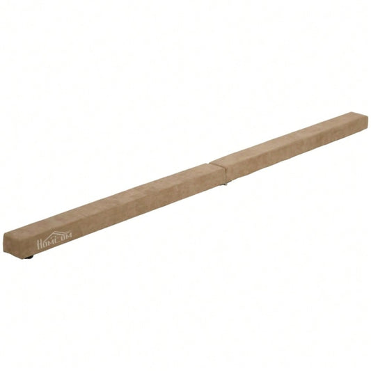 HOMCOM Faltbarer Schwebebalken, rutschfest, Wildlederbezug, robustes Holz, 210 x 10 x 6,5 cm, Braun