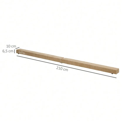HOMCOM Faltbarer Schwebebalken, rutschfest, Wildlederbezug, robustes Holz, 210 x 10 x 6,5 cm, Braun