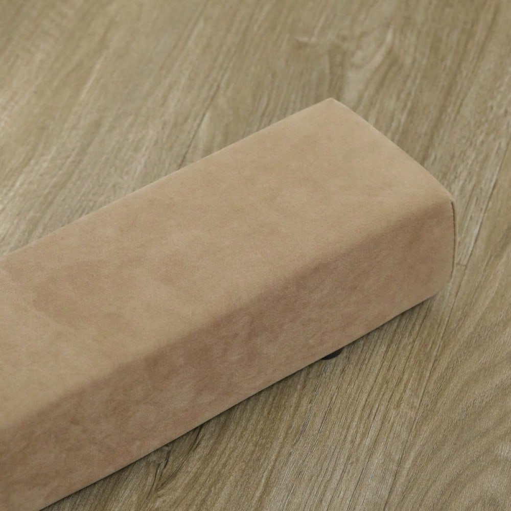 HOMCOM Faltbarer Schwebebalken, rutschfest, Wildlederbezug, robustes Holz, 210 x 10 x 6,5 cm, Braun
