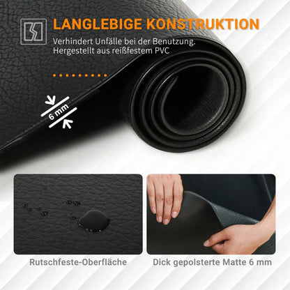HOMCOM Bodenschutzunterlage Fitnessgeräte PVC Schwarz 180x90x0,6cm