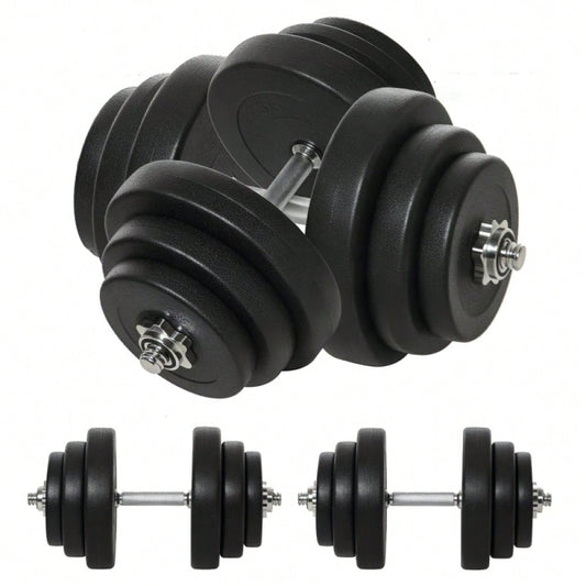 HOMCOM Kurzhantel-Set 40 kg, 2 Metallgriffe, 12 Hantelscheiben, bodenschonend, schwarz