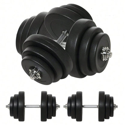 HOMCOM Kurzhantel-Set 40 kg, 2 Metallgriffe, 12 Hantelscheiben, bodenschonend, schwarz