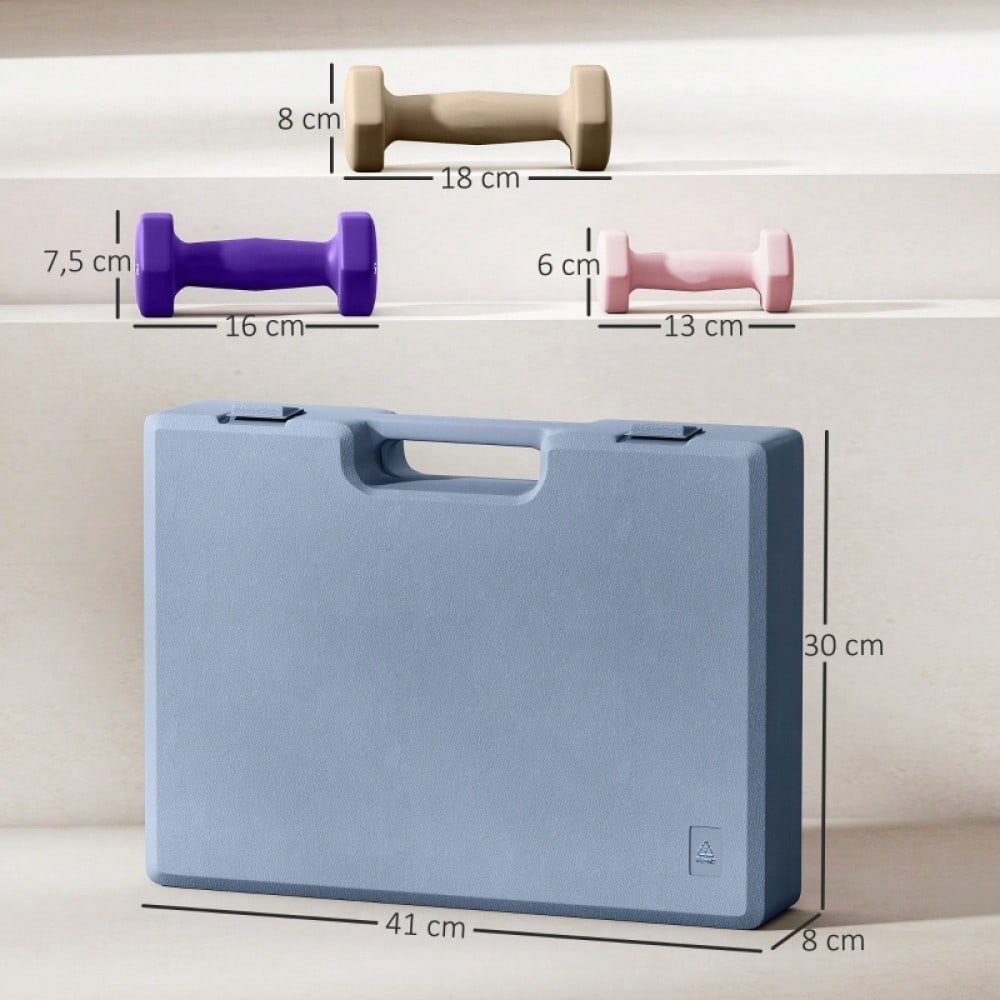 SPORTNOW Hantelset, 6er Set Hanteln mit Gewichten, Kurzhantelset aus Stahl, 1kg, 2kg, 3kg