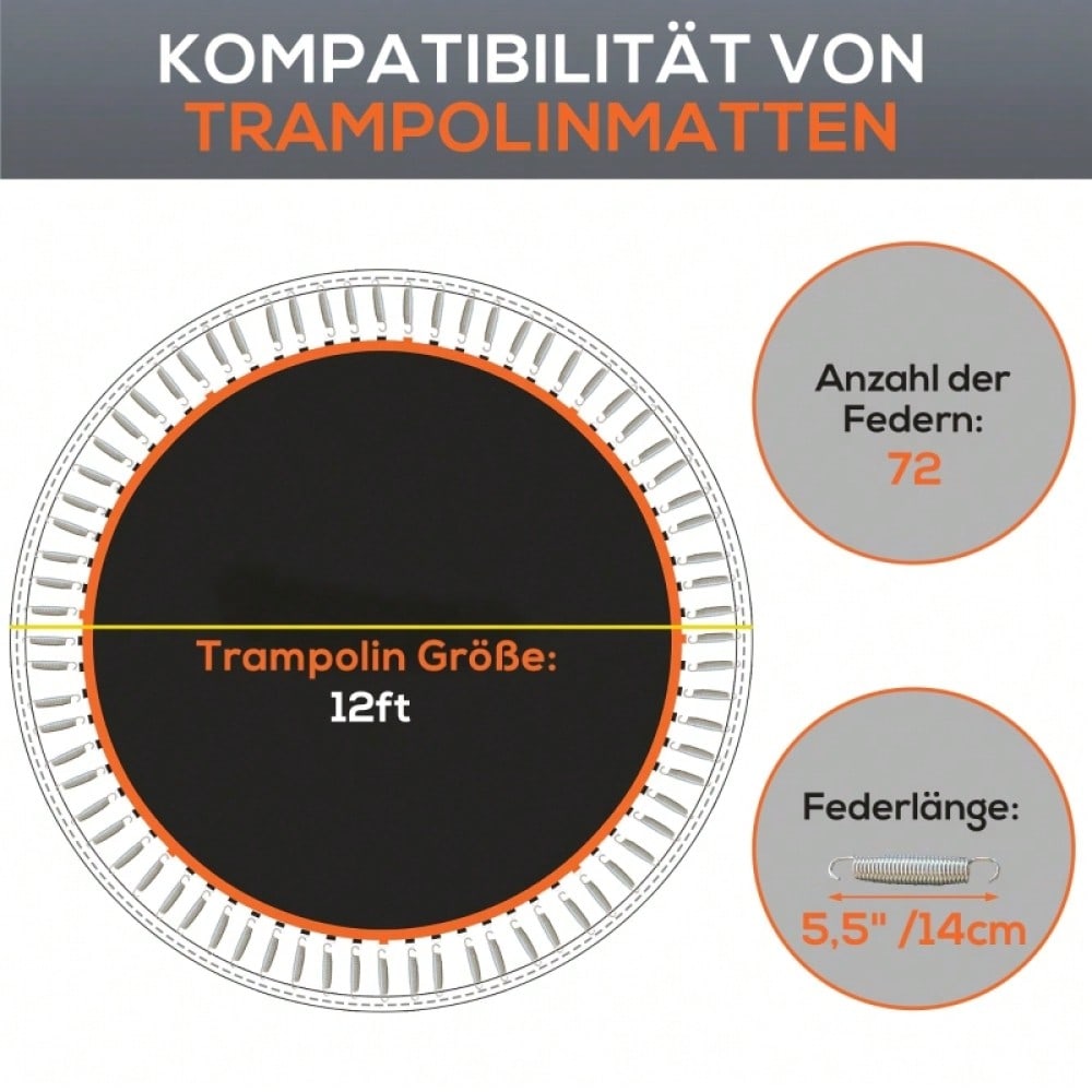 SPORTNOW Trampolin-Matte, Runde Sprungplane, Polypropylen, Orange