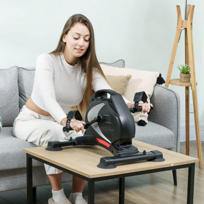 SPORTNOW Pedaltrainer leiser Mini Heimtrainer mit 8 Stufen Magnetwiderstand LCD-Display tragbar Beintrainer mit Anti-rutschmatte Senioren Arm- & Beintraining Pedal-Trainer für Zuhause Heim Schwarz