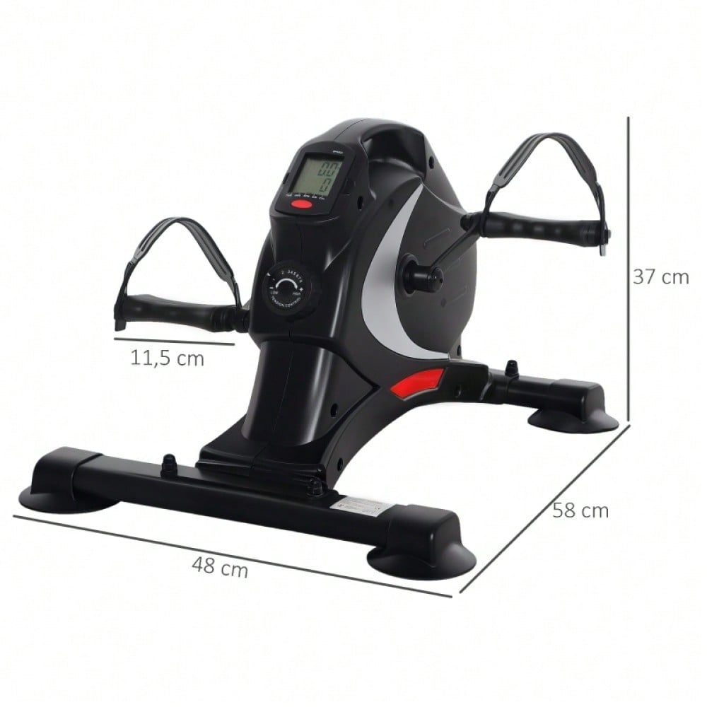 SPORTNOW Pedaltrainer leiser Mini Heimtrainer mit 8 Stufen Magnetwiderstand LCD-Display tragbar Beintrainer mit Anti-rutschmatte Senioren Arm- & Beintraining Pedal-Trainer für Zuhause Heim Schwarz