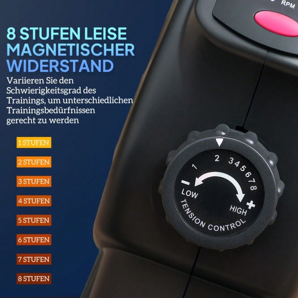 SPORTNOW Pedaltrainer leiser Mini Heimtrainer mit 8 Stufen Magnetwiderstand LCD-Display tragbar Beintrainer mit Anti-rutschmatte Senioren Arm- & Beintraining Pedal-Trainer für Zuhause Heim Schwarz