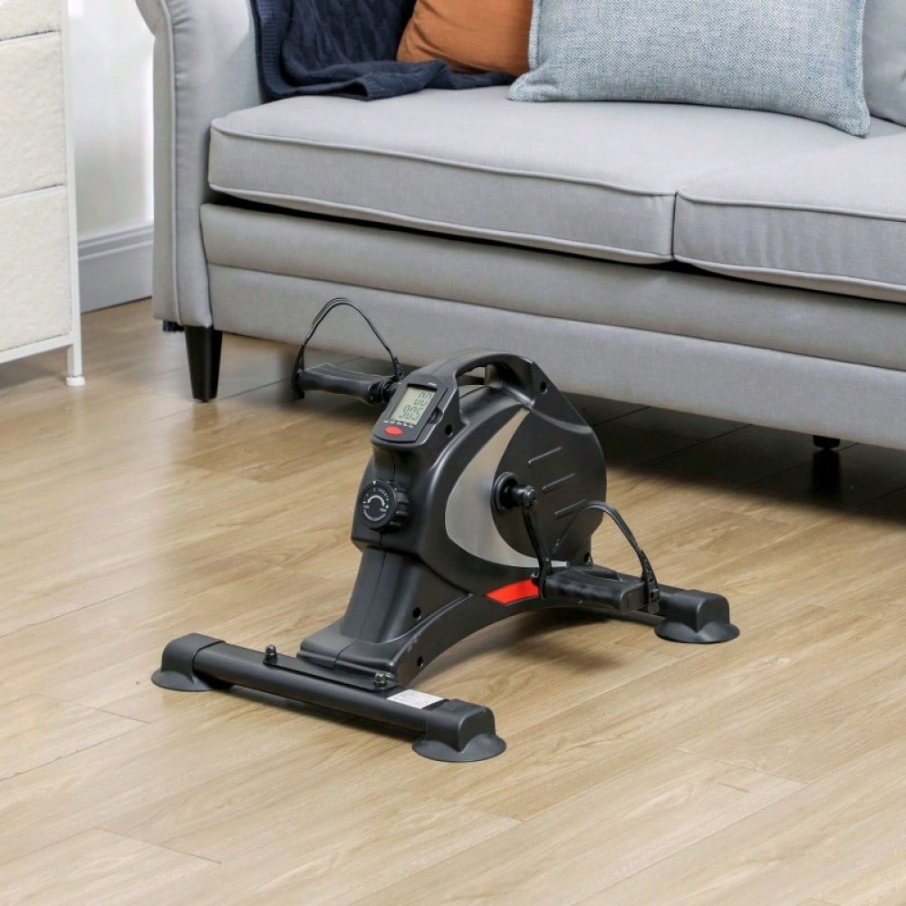 SPORTNOW Pedaltrainer leiser Mini Heimtrainer mit 8 Stufen Magnetwiderstand LCD-Display tragbar Beintrainer mit Anti-rutschmatte Senioren Arm- & Beintraining Pedal-Trainer für Zuhause Heim Schwarz
