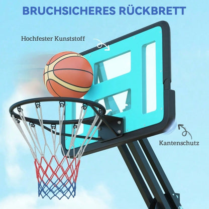 SPORTNOW Basketballkorb mit Ständer Rolle 146–236 cm Höhenverstellbar Basketballständer mit 71x45cm Rückwand Tragbar Korbanlage für Jugendliche Erwachsene Basketballanlage für Indoor Outdoor