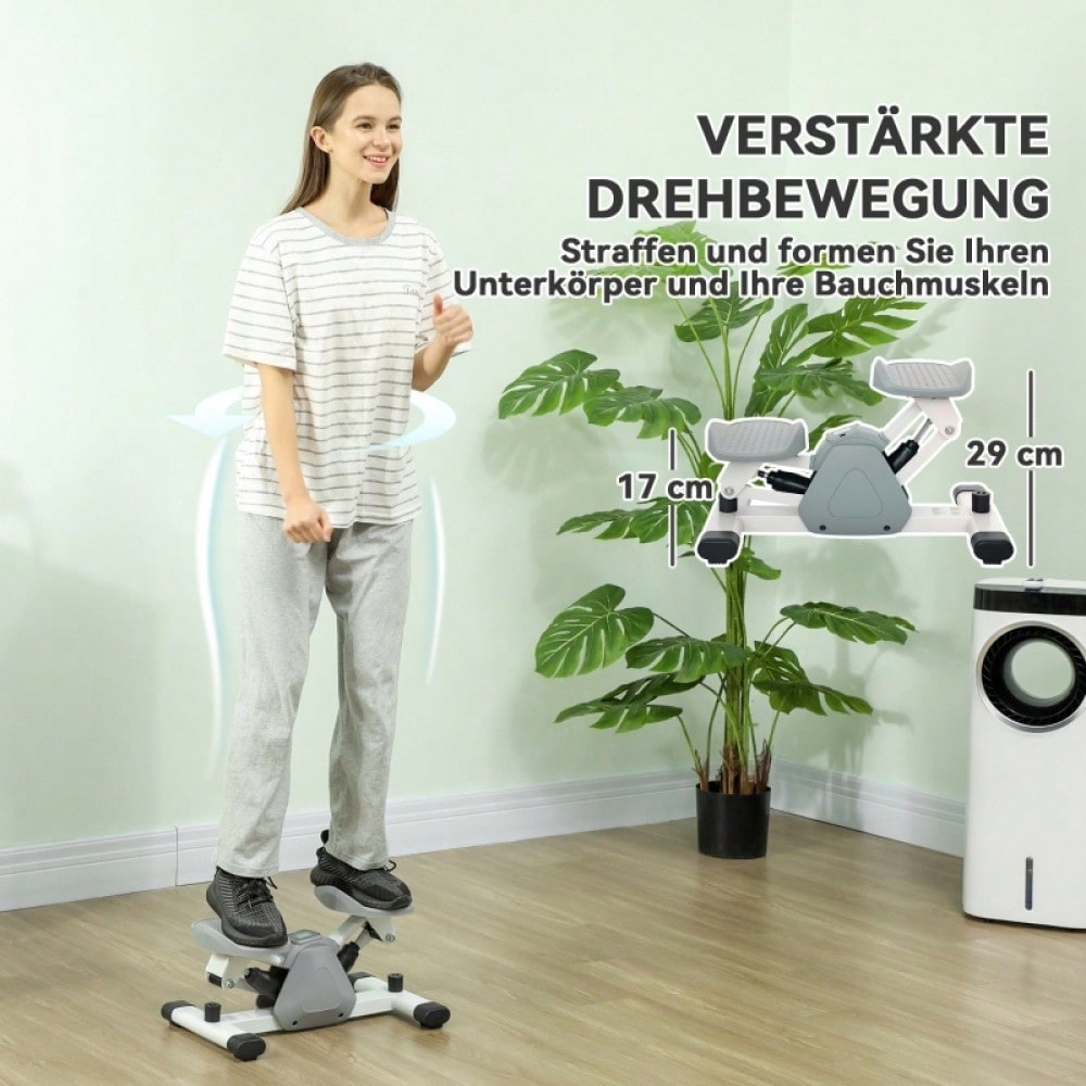 SPORTNOW Mini-Stepper für Zuhause mit LCD-Display, Up-Down Stepper mit Rutschfesten Pedale, Stepper Hometrainer bis 100 kg, für Beintraining, Home Office Fitness Exercise, Grau