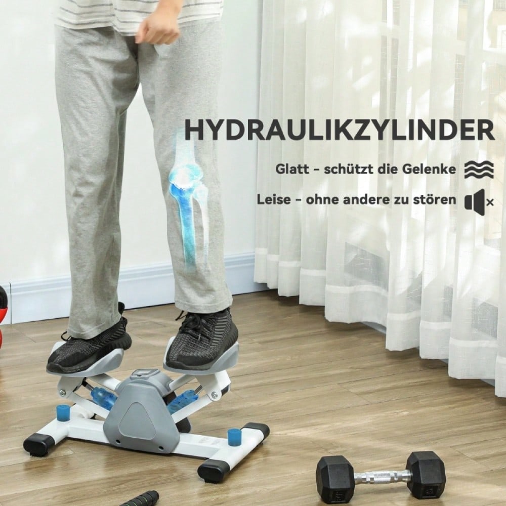 SPORTNOW Mini-Stepper für Zuhause mit LCD-Display, Up-Down Stepper mit Rutschfesten Pedale, Stepper Hometrainer bis 100 kg, für Beintraining, Home Office Fitness Exercise, Grau