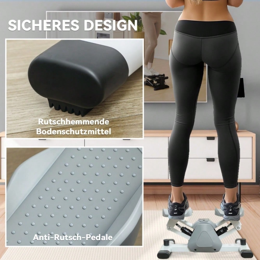 SPORTNOW Mini-Stepper für Zuhause mit LCD-Display, Up-Down Stepper mit Rutschfesten Pedale, Stepper Hometrainer bis 100 kg, für Beintraining, Home Office Fitness Exercise, Grau