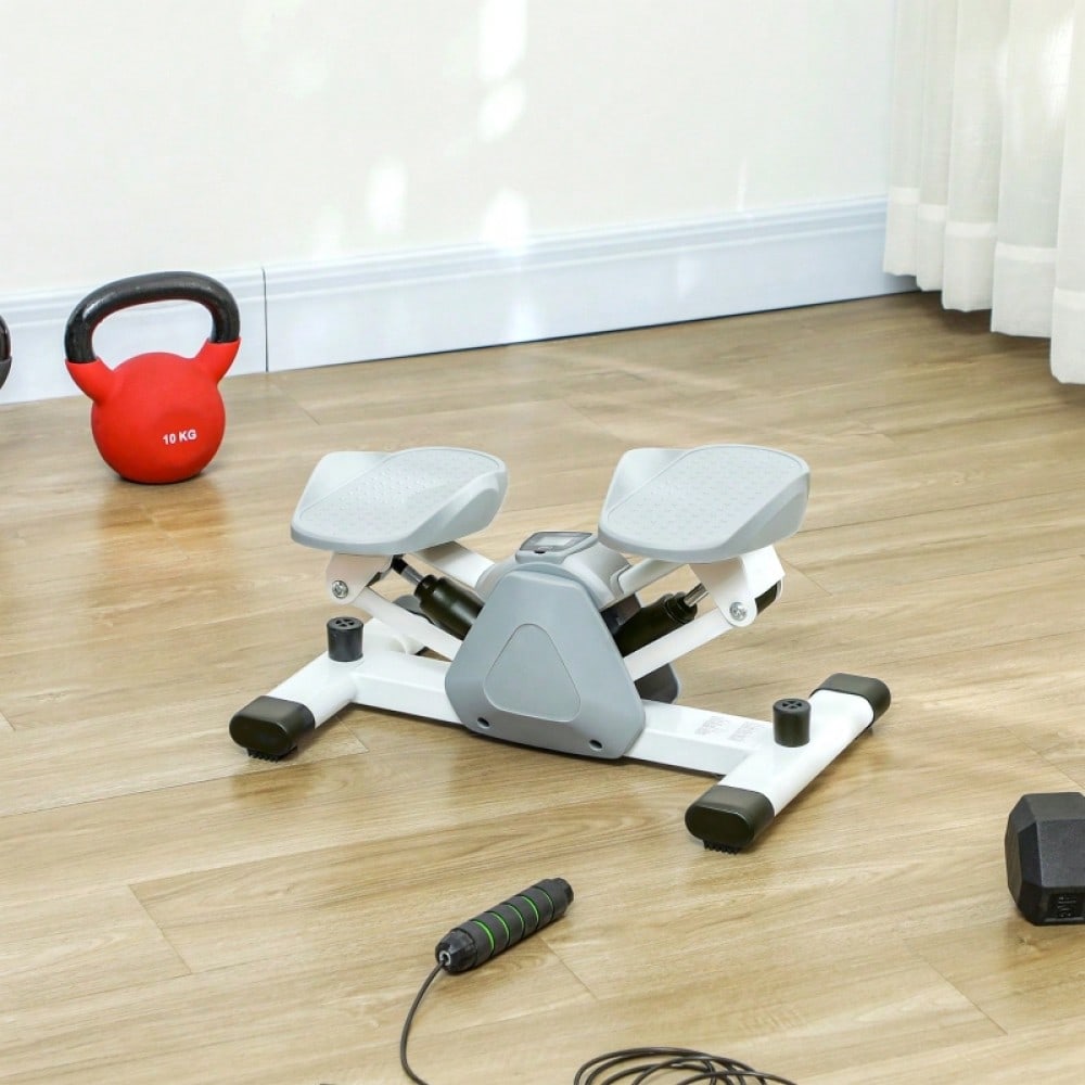 SPORTNOW Mini-Stepper für Zuhause mit LCD-Display, Up-Down Stepper mit Rutschfesten Pedale, Stepper Hometrainer bis 100 kg, für Beintraining, Home Office Fitness Exercise, Grau
