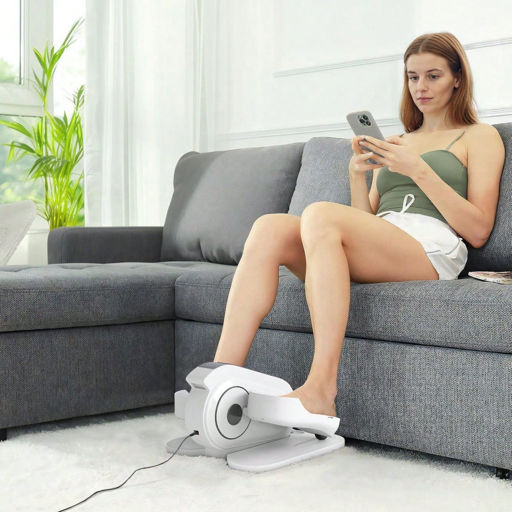 SPORTNOW Mini-Ellipsentrainer Untertisch Mini Crosstrainer für zuhause Ellipsen Beintrainer mit 10-stufiger Geschwindigkeit, LCD-Monitor, Fernbedienung, für Büro, Senioren