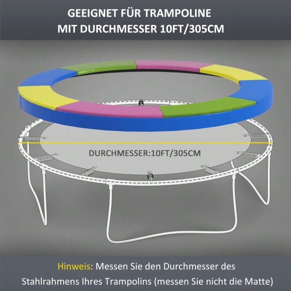 SPORTNOW Trampolin Randabdeckung Ø305 cm, bunt, wetterbeständig & UV-Schutz, ideal für Gartentrampoline