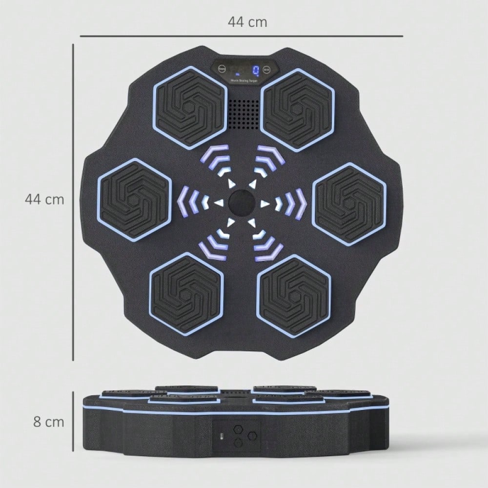 SPORTNOW Music Boxing Machine, elektronische Bluetooth Boxmaschine mit Musik, 9 Geschwindigkeit 3 Modi, Wandmontiertes Smart Boxziel mit LED-Leuchten, für Erwachsene, Heimübungen, Schwarz