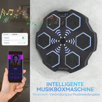 SPORTNOW Music Boxing Machine, elektronische Bluetooth Boxmaschine mit Musik, 9 Geschwindigkeit 3 Modi, Wandmontiertes Smart Boxziel mit LED-Leuchten, für Erwachsene, Heimübungen, Schwarz