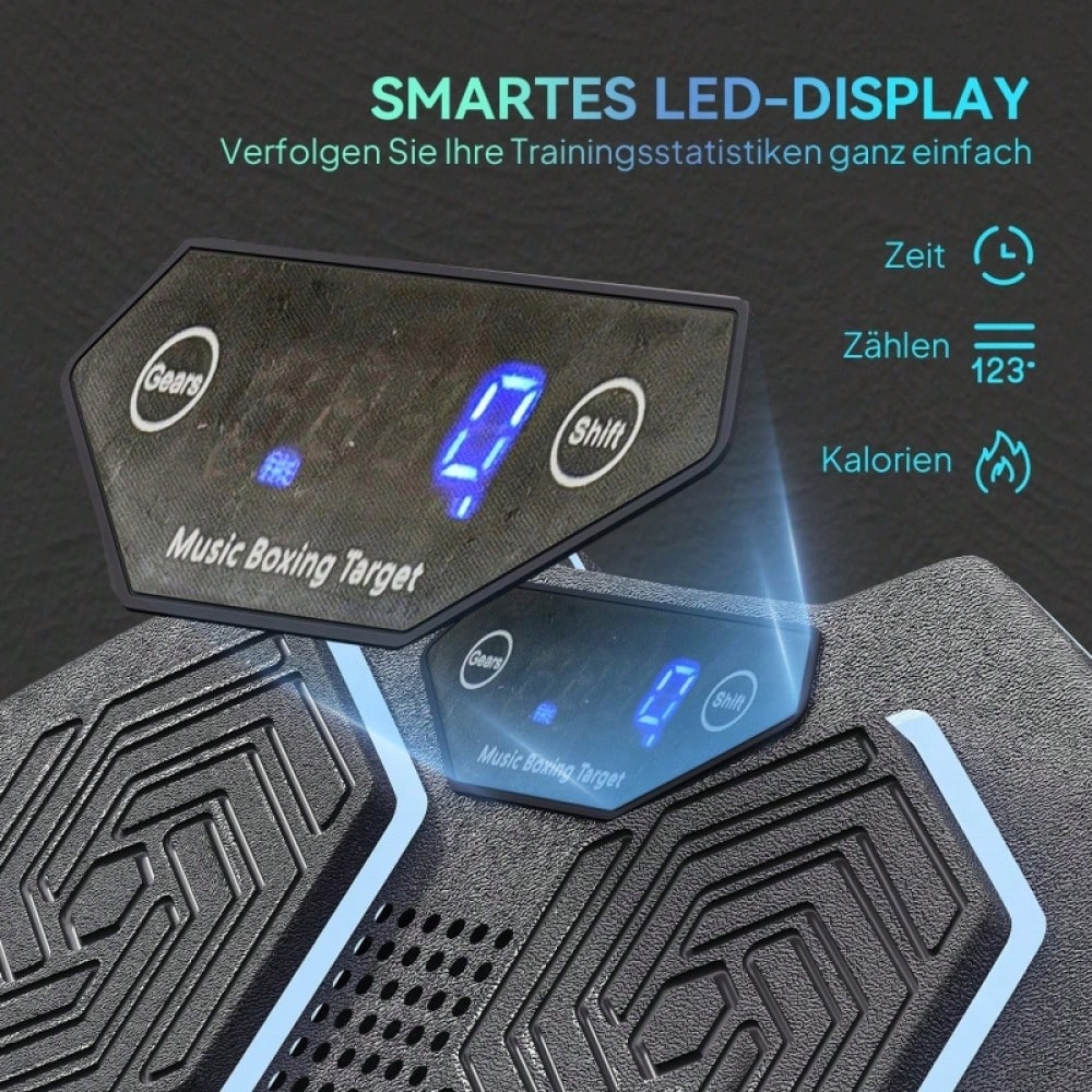 SPORTNOW Music Boxing Machine, elektronische Bluetooth Boxmaschine mit Musik, 9 Geschwindigkeit 3 Modi, Wandmontiertes Smart Boxziel mit LED-Leuchten, für Erwachsene, Heimübungen, Schwarz