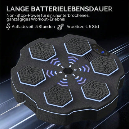 SPORTNOW Music Boxing Machine, elektronische Bluetooth Boxmaschine mit Musik, 9 Geschwindigkeit 3 Modi, Wandmontiertes Smart Boxziel mit LED-Leuchten, für Erwachsene, Heimübungen, Schwarz